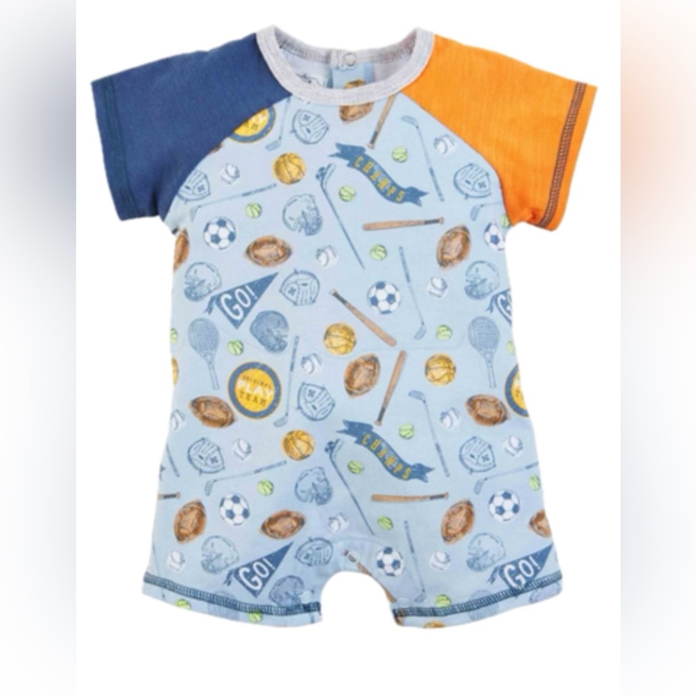 🆕 Mudpie SPORTS BABY SHORTALL ROMPER
